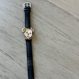 Disney Dalmation face black leather watch